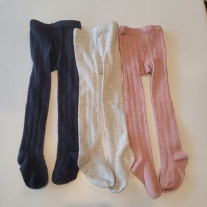 Little Stocking Co Cable Knit Tights, 3 pairs, 6-12 months